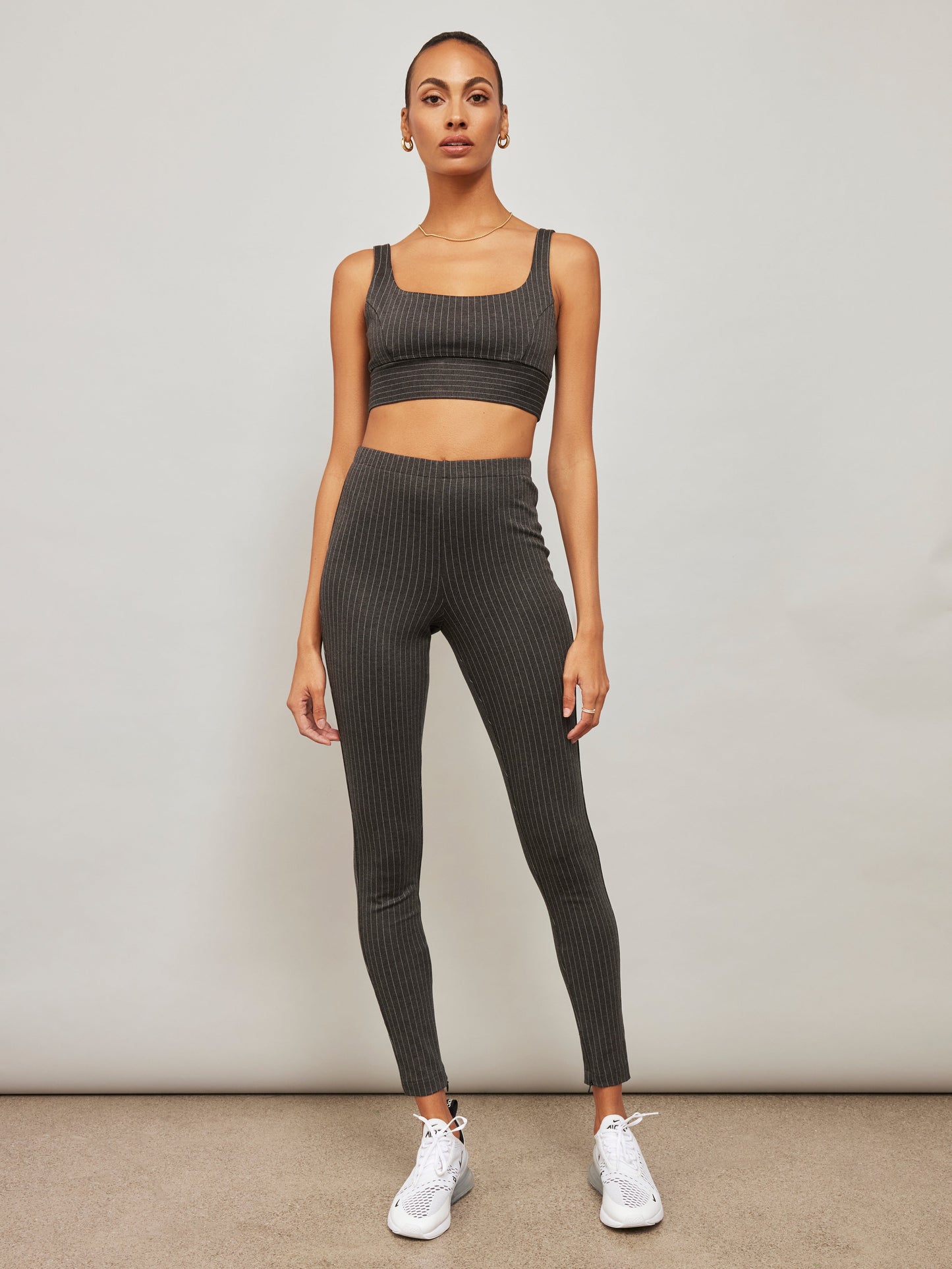 Carbon38 Pinstripe Bra - Charcoal