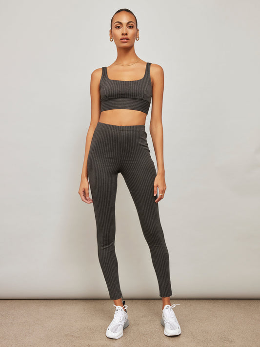 Carbon38 Pinstripe Bra - Charcoal
