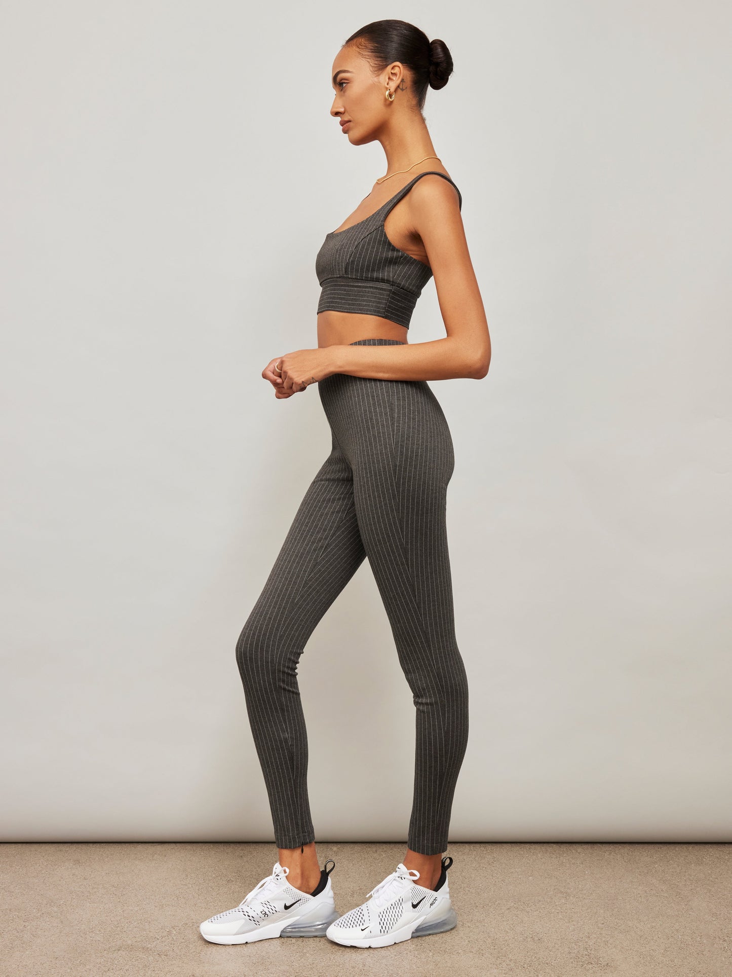 Carbon38 Pinstripe Bra - Charcoal