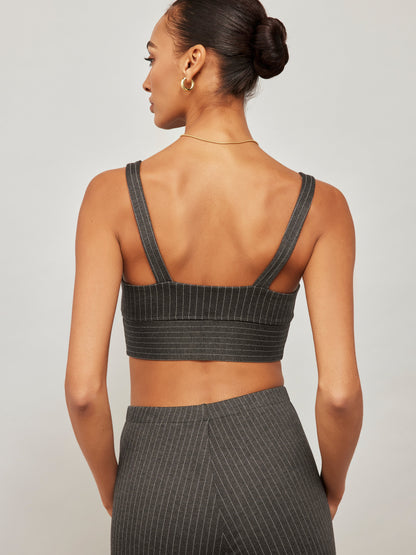 Carbon38 Pinstripe Bra - Charcoal