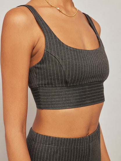 Carbon38 Pinstripe Bra - Charcoal