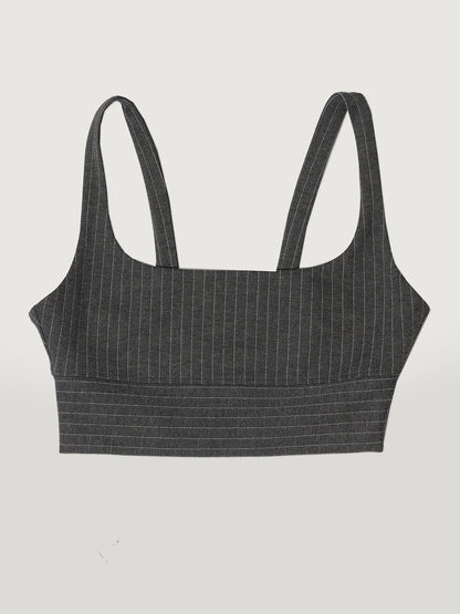 Carbon38 Pinstripe Bra - Charcoal