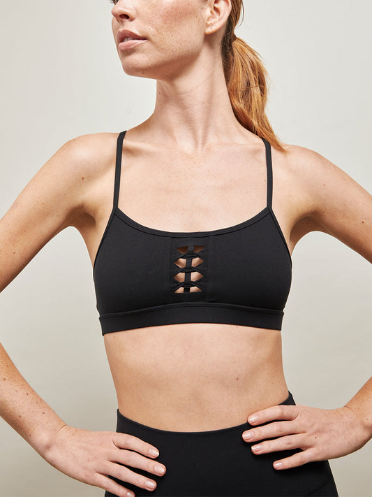 Carbon38 Crochet Melt Bra - Black