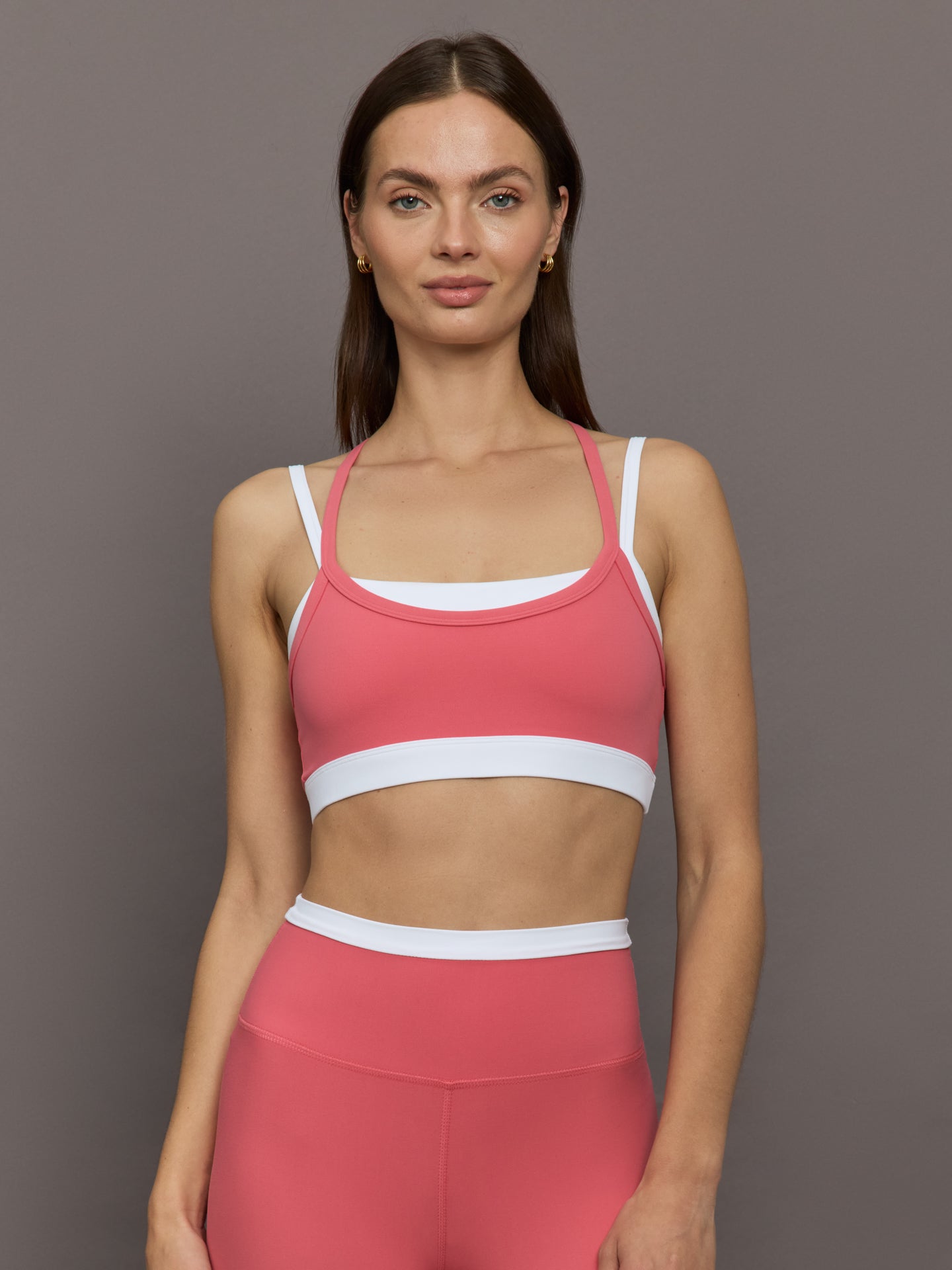 Carbon38 Double Layered Contrast Bra in Melt - Rosewood / White