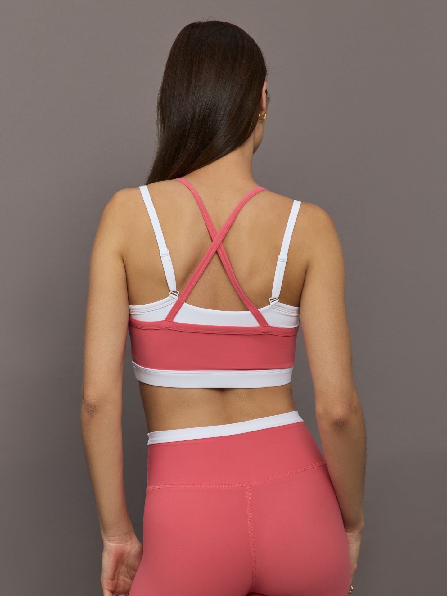 Carbon38 Double Layered Contrast Bra in Melt - Rosewood / White