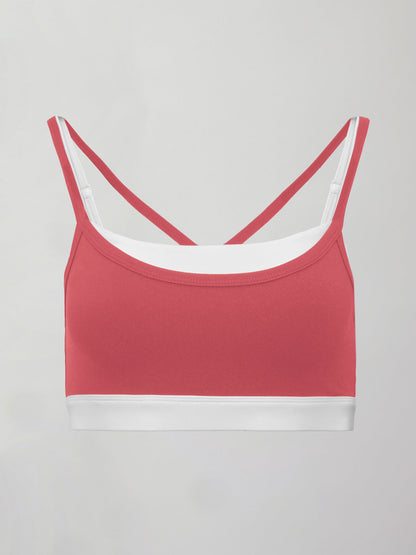 Carbon38 Double Layered Contrast Bra in Melt - Rosewood / White