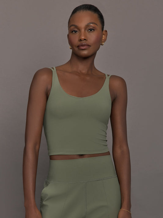 Carbon38 V-Neck Tank in Melt - Moss