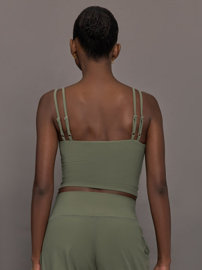 Carbon38 V-Neck Tank in Melt - Moss