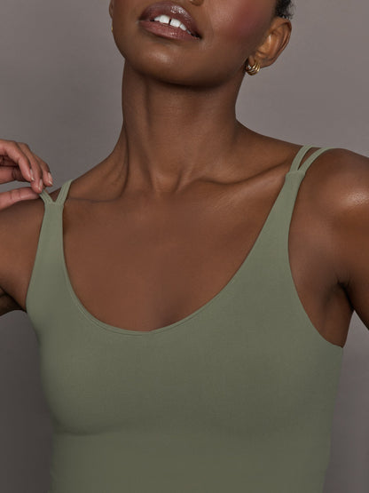 Carbon38 V-Neck Tank in Melt - Moss