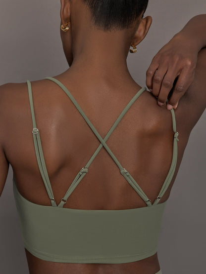 Carbon38 Strappy Bra in Melt - Moss