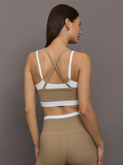 Carbon38 Double Layered Contrast Bra in Melt - Chinchilla / White