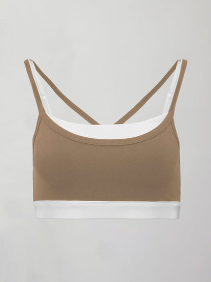 Carbon38 Double Layered Contrast Bra in Melt - Chinchilla / White