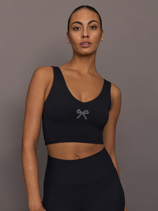 Carbon38 Rhinestone Bow Bra in Melt - Black