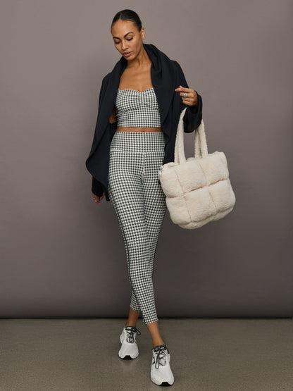 Carbon38 Houndstooth Sports Bra - Ivory / Faded Black