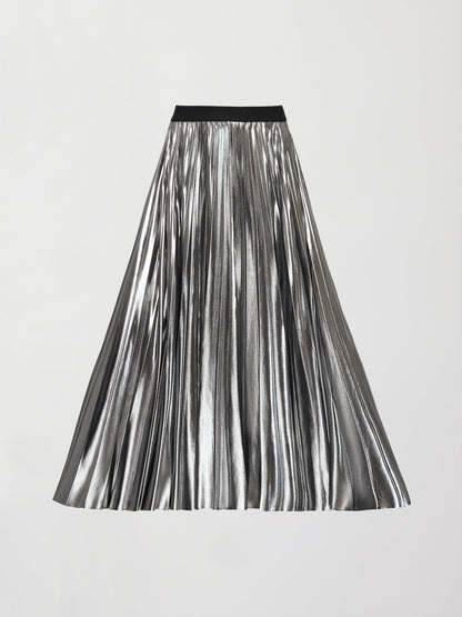 Carbon38 Metallic Pleated Skirt - Silver