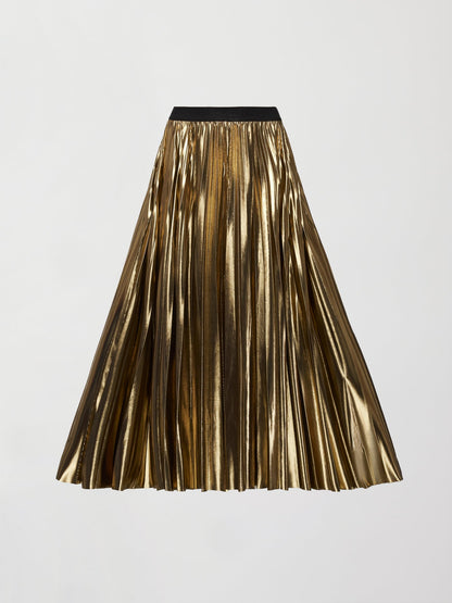 Carbon38 Metallic Pleated Skirt - Gold