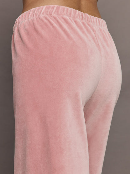 Carbon38 Wide Leg Pant in Velour - Blush