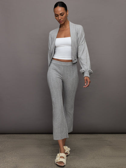 Carbon38 Pallas Rib Knit Bootcut Pant - Heather Grey