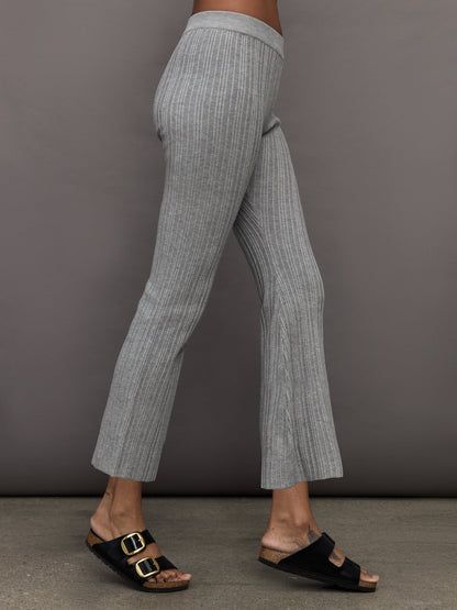 Carbon38 Pallas Rib Knit Bootcut Pant - Heather Grey