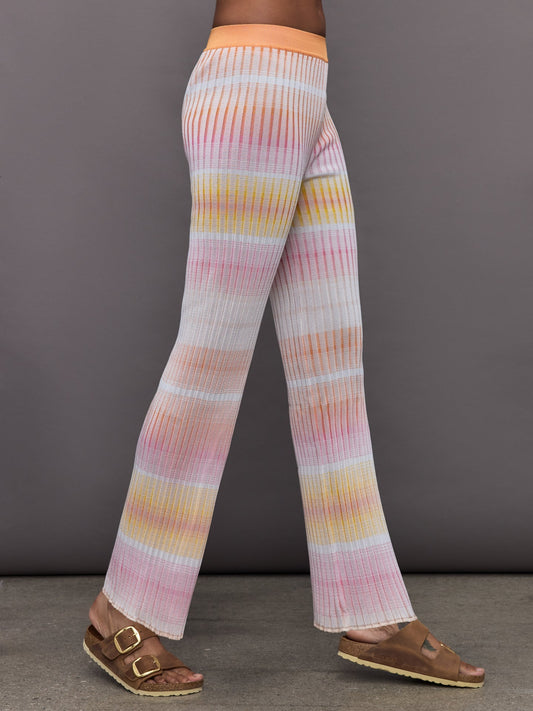 Carbon38 Straight Ribbed Trousers - Orange / Multi