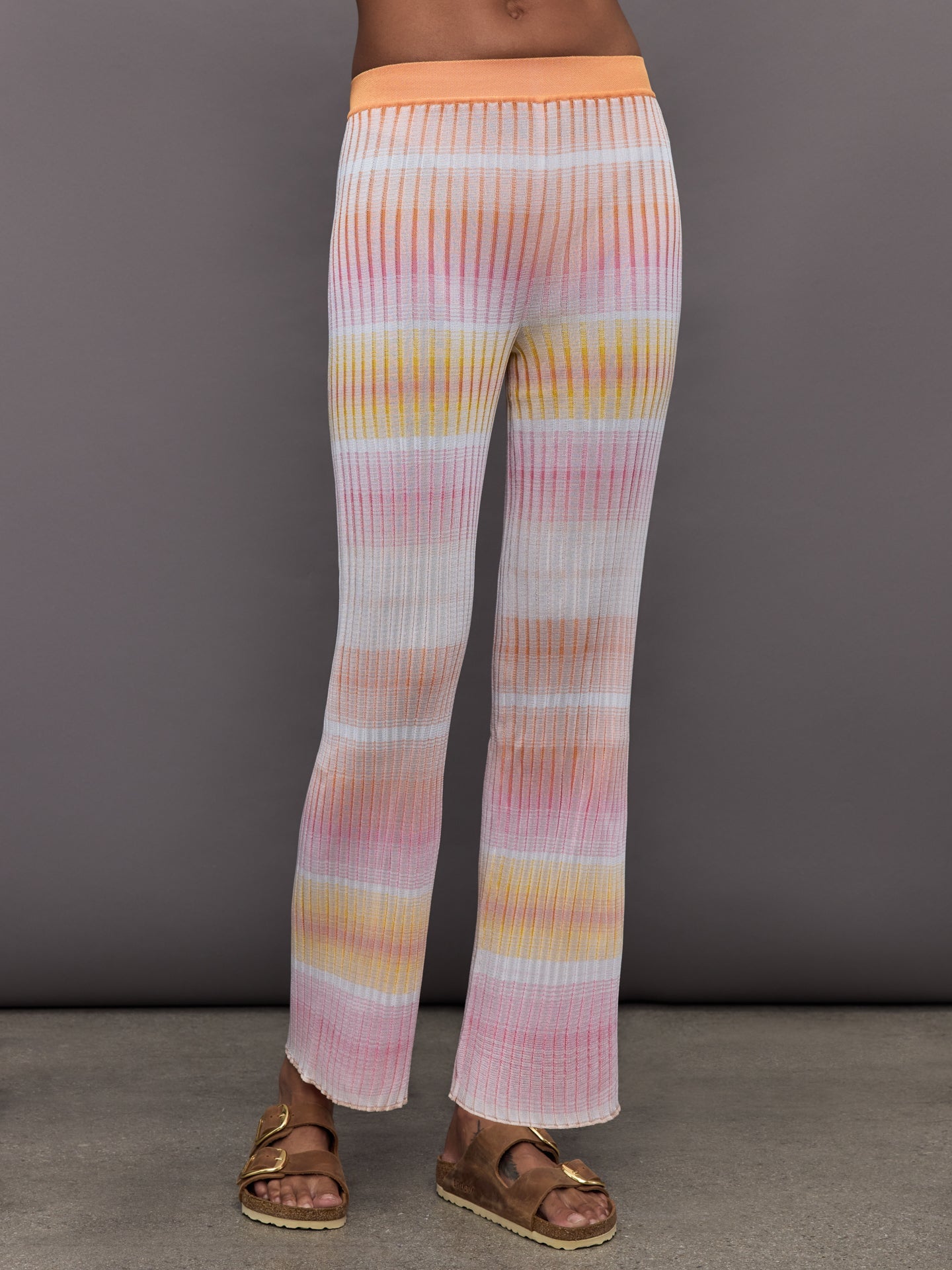 Carbon38 Straight Ribbed Trousers - Orange / Multi