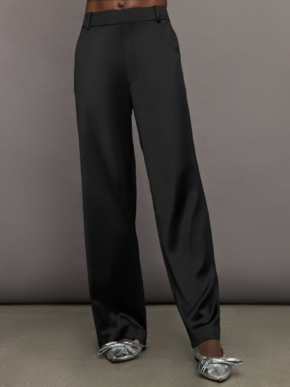 Carbon38 Satin Straight Leg Pant - Black