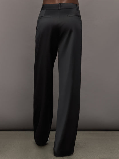 Carbon38 Satin Straight Leg Pant - Black