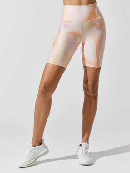 Carbon38 Printed Core Biker Short - Warped Marble