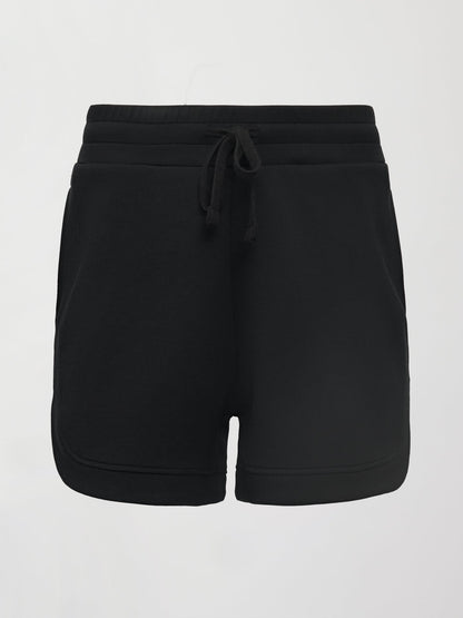 Carbon38 Curved Hem Short in Interlock - Black