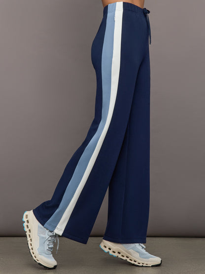Carbon38 Wide Leg Track Pant in Scuba - Navy