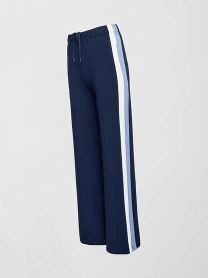 Carbon38 Wide Leg Track Pant in Scuba - Navy