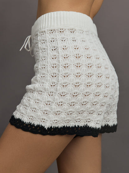 Carbon38 Crochet Short - White/Black