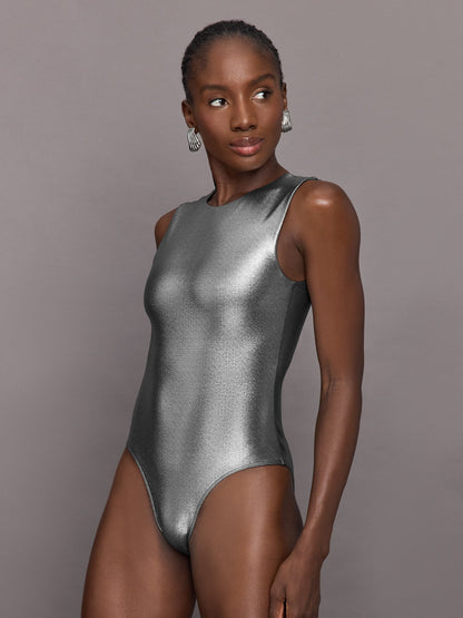 Carbon38 Liquid Metallic Bodysuit - Metallic Silver