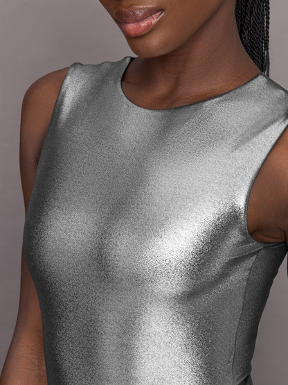 Carbon38 Liquid Metallic Bodysuit - Metallic Silver
