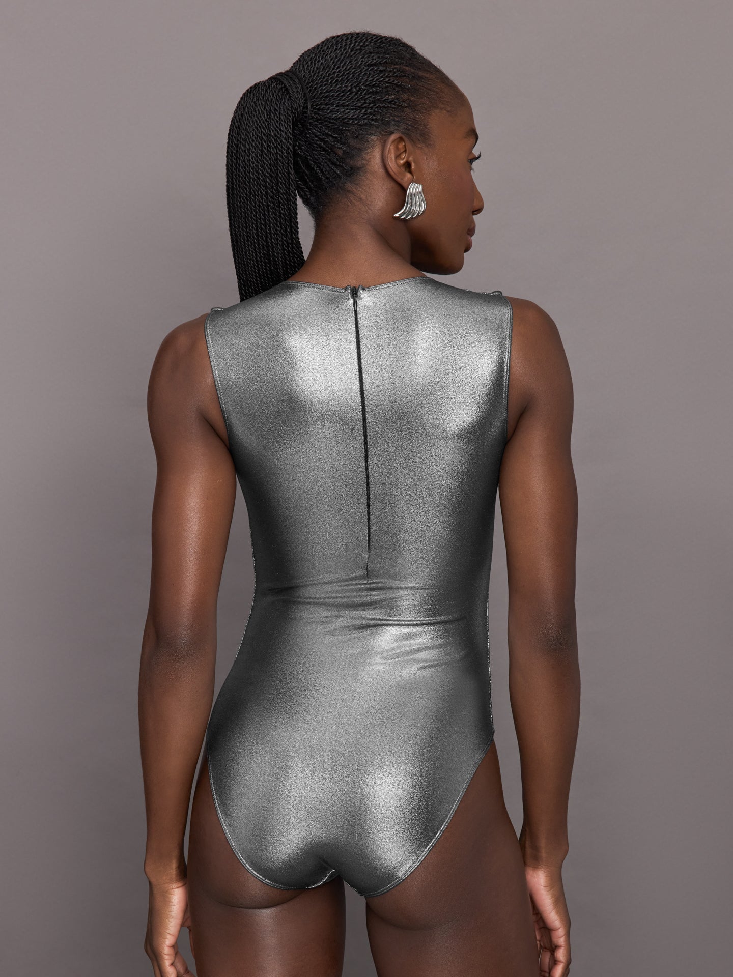Carbon38 Liquid Metallic Bodysuit - Metallic Silver
