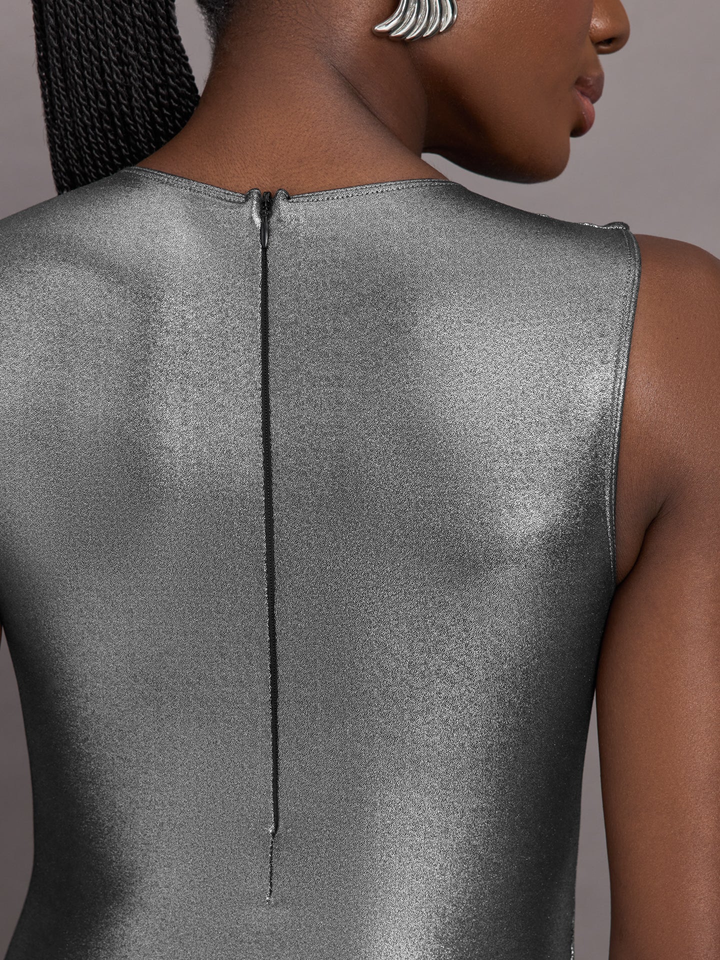 Carbon38 Liquid Metallic Bodysuit - Metallic Silver