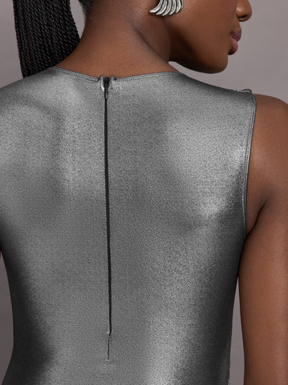 Carbon38 Liquid Metallic Bodysuit - Metallic Silver