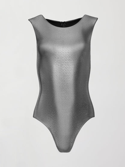 Carbon38 Liquid Metallic Bodysuit - Metallic Silver
