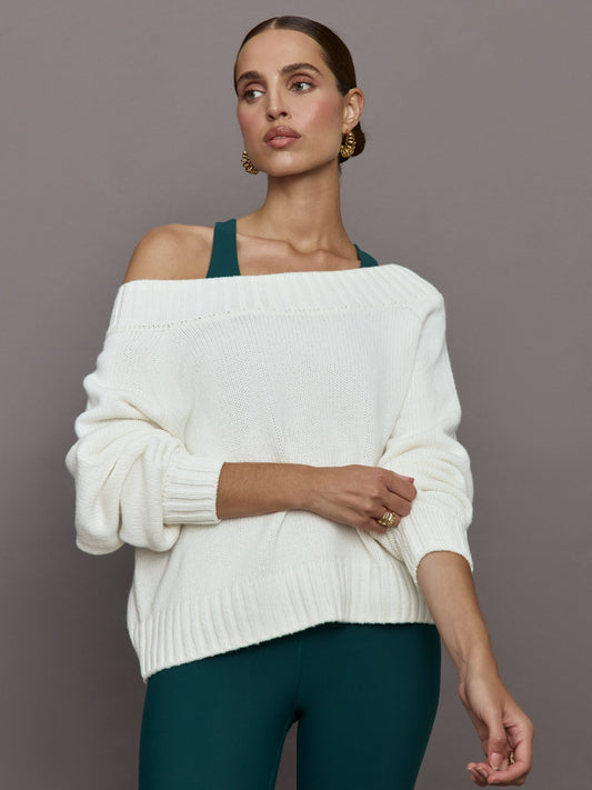 Carbon38 Slouchy Off Shoulder Sweater - Off White