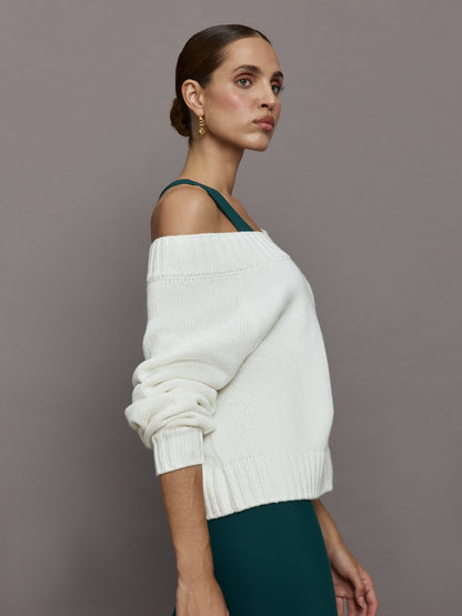 Carbon38 Slouchy Off Shoulder Sweater - Off White