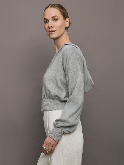 Carbon38 Nomia Ruched Zip Hoodie - Heather Grey