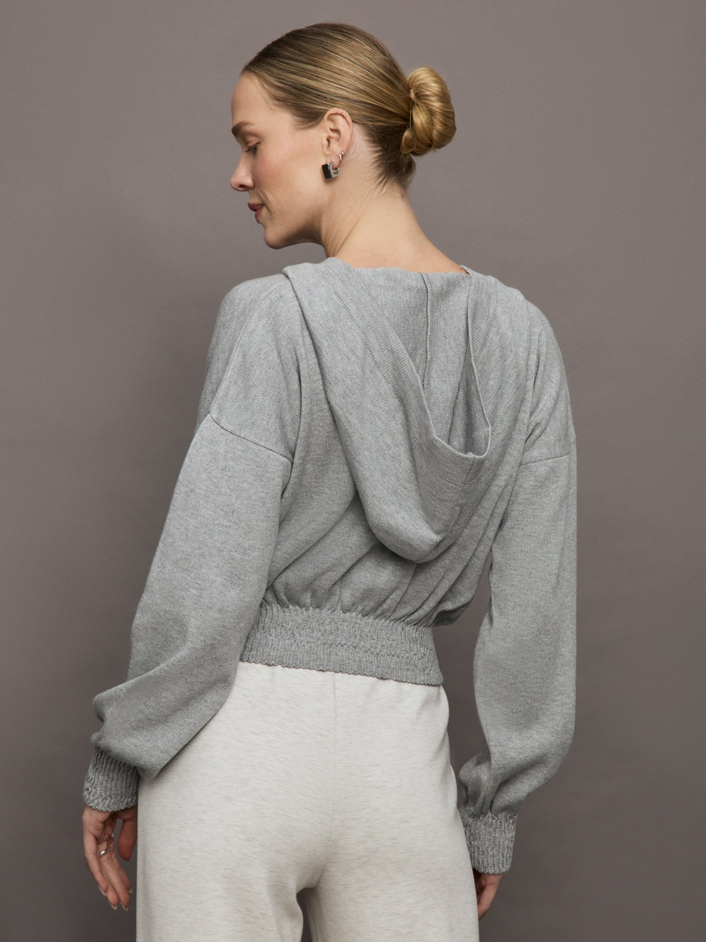 Carbon38 Nomia Ruched Zip Hoodie - Heather Grey