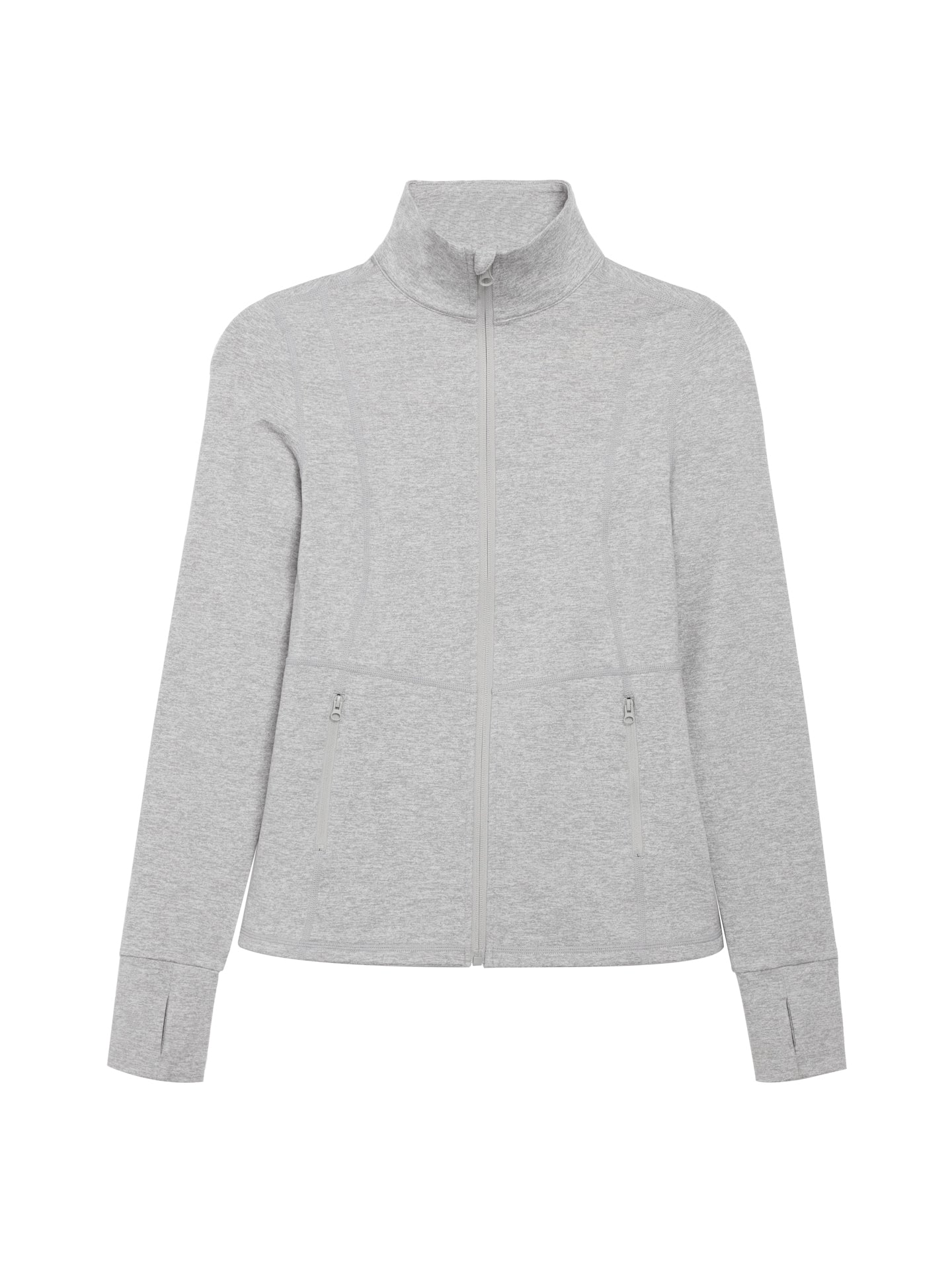 Carbon38 Zip Long Sleeve Run Top - Silver Heather