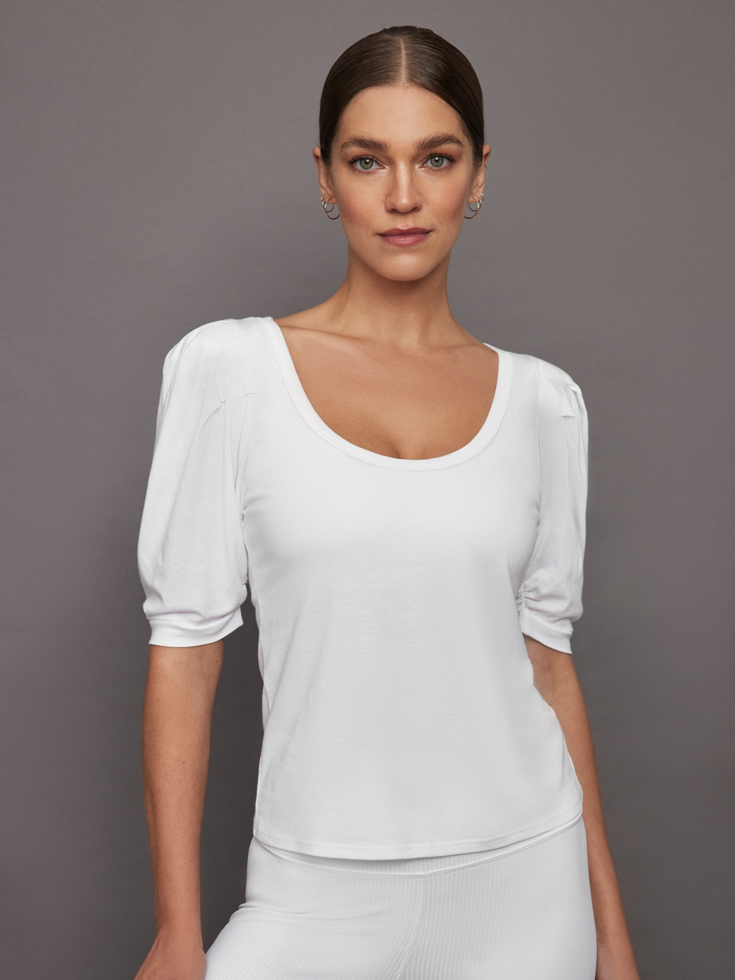 Carbon38 Puff Sleeve Tee - White