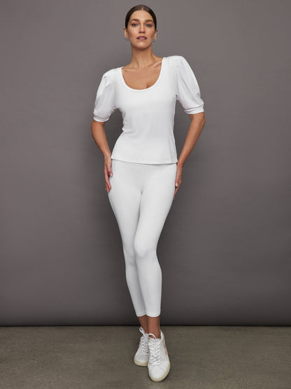 Carbon38 Puff Sleeve Tee - White