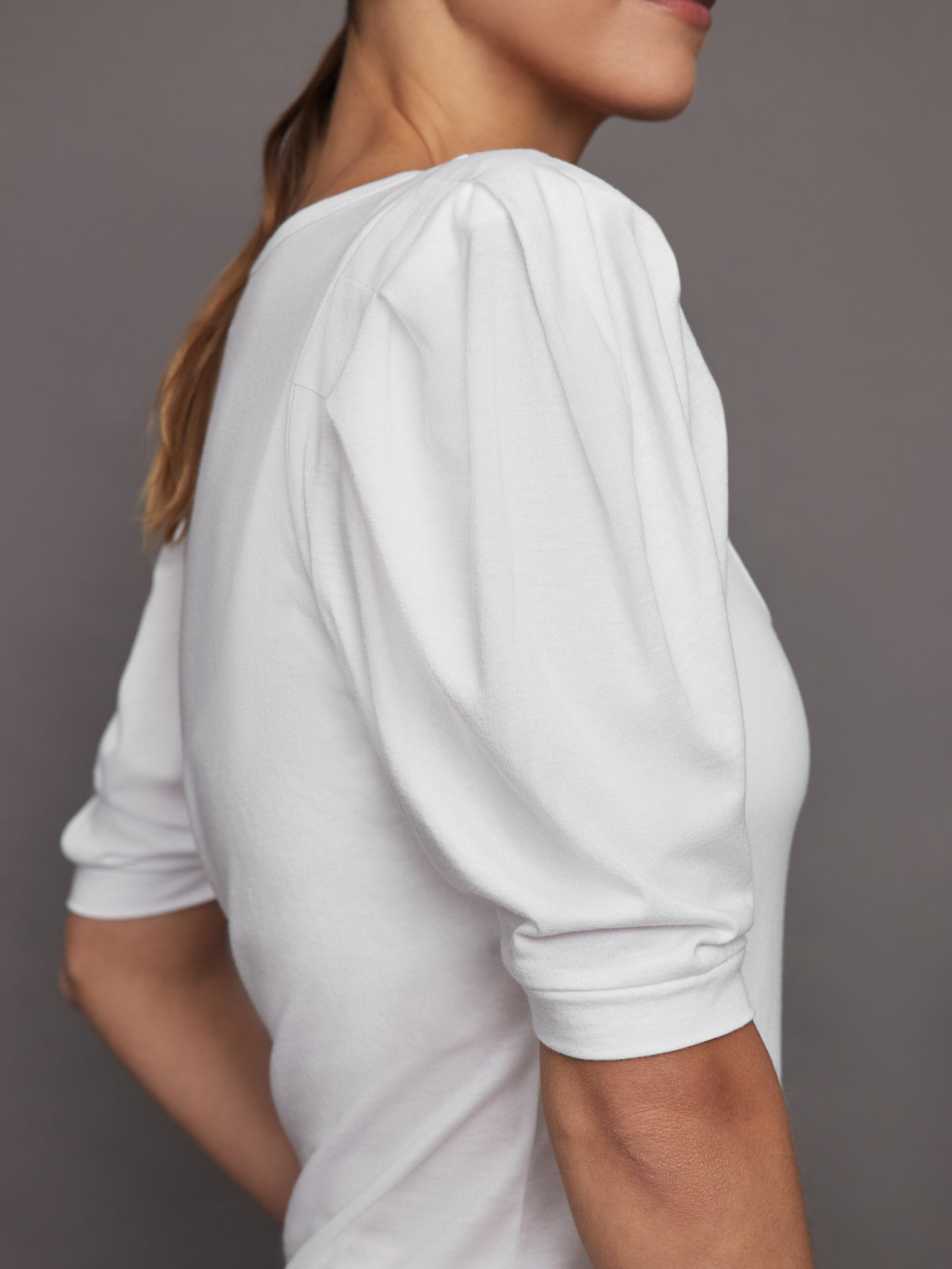 Carbon38 Puff Sleeve Tee - White