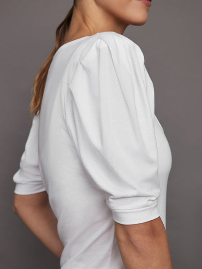Carbon38 Puff Sleeve Tee - White