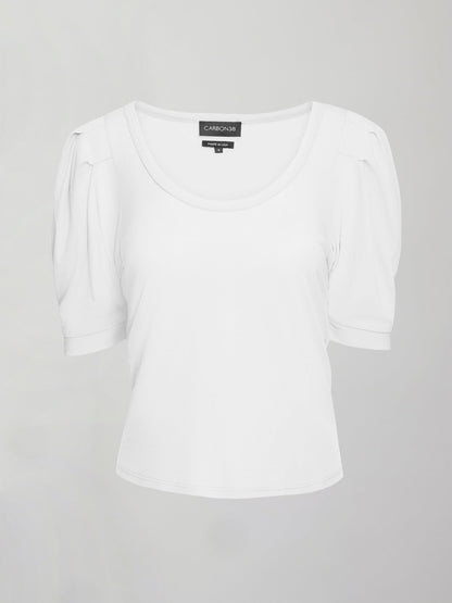 Carbon38 Puff Sleeve Tee - White