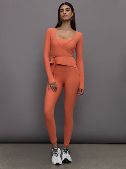Carbon38 Long Sleeve Tie Top in Melt - Burnt Sienna