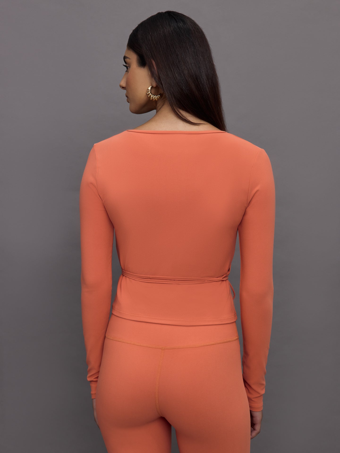 Carbon38 Long Sleeve Tie Top in Melt - Burnt Sienna